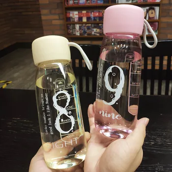 Taşınabilir Basit Su Bardağı Kadın Plastik Bardak Kullanışlı Bardak Erkek öğrenci kupası Ölçekli Su Şişesi Açık Anti-fall spor şişesi