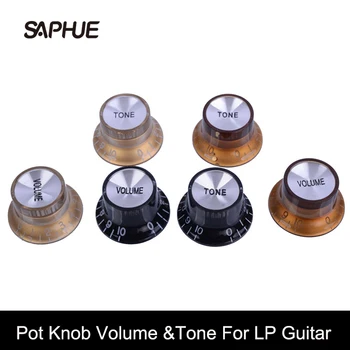 Bir Set Gitar Pot Topuzu Ses ve Ton Kontrol Düğmeleri LP Elektro Gitar Müzik Aksesuarı Altın / Kahve / Siyah