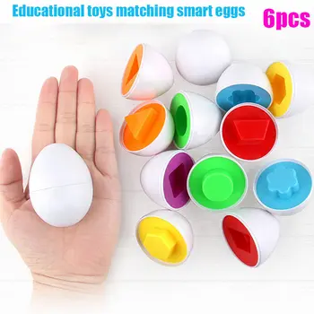 6 adet çocuk Eşleştirme Şekiller Simülasyon Yumurta Eğitici Oyuncak Akıllı Oyun Motor Becerileri AN88