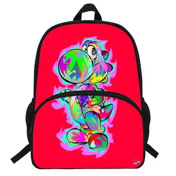 16 inç Çocuk Karikatür Yoshi baskı Okul gençler için çanta Mochila Sırt Çantası Çocuk Boys & Girls Günlük Kitap Çantası