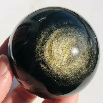 Güzel Altın Obsidyen Küre Doğal Gösterişli Sparkly Kristal Şifa Enerji Kuvars