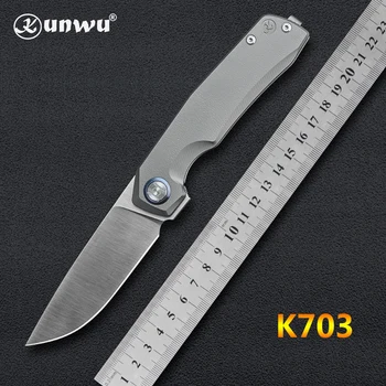 Kunwu TAO K703 M390 Bıçak Çelik Titanyum Kolu Açık Katlanır Bıçak Felsefesi EDC İçine Yapılan Ön Flipper Cep Bıçak Yeni
