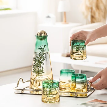Iskandinav tarzı cam su şişesi suyu sürahi fincan degrade cam soğuk su sürahileri su ısıtıcısı çay fincanları ev su sürahisi Ev Drinkware
