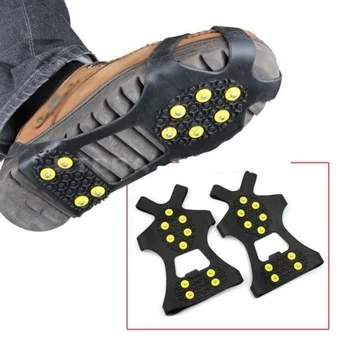 10 Çiviler Anti-Skid Ayakkabı Kapağı Kar Yol Aşınmaya dayanıklı Kar Pençe Ayakkabı Buz Tırmanışı Ayakkabı Sivri Kavrama Krampon Cleats Galoş