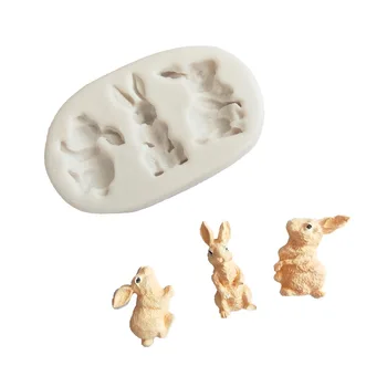 Tavşan Fondan Kek silikon kalıp Dekorasyon Aracı Çikolata Kalıp Kek Gumpaste Kalıp Yumuşak seramik Mutfak Pişirme Araçları
