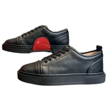 Yeni Moda Lüks Aksesuarları Siyah ve Beyaz Düz Açık rahat ayakkabılar Kırmızı Tabanlar Çift spor ayakkabı Düğün parti ayakkabıları
