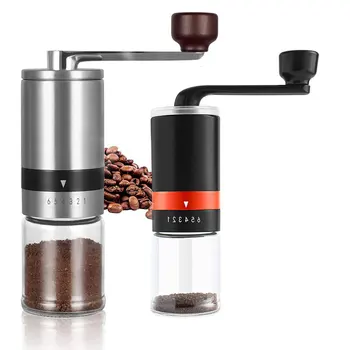 Paslanmaz Çelik Manuel Kahve Değirmeni Ayarlanabilir 6 Hız Düzenlemeleri Öğütücüler Taşınabilir El Yapımı Kahve Çekirdeği Çapak Öğütücüler Değirmeni