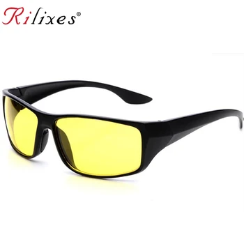 RILIXES TAC HD Güneş Gözlüğü Erkekler Kadınlar Gece Görüş sürüş gözlükleri Gözlük Sürücü Sarı güneş gözlüğü UV400 çanta ile