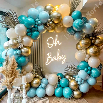 135 Adet Tiffany Mavi Lateks Balonlar Garland Kemer Kitleri Düğün Doğum Günü Balon Dekor Bebek Duş Parti Balon Çocuklar için Globos