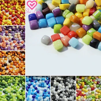 50g Karışık Renk Yeşim Mozaik Fayans Mini Kare Mozaik Taşlar DIY El Sanatları Malzemeleri Çocuklar için Çeşitli Renk