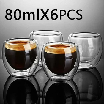 Sadelik ısıya dayanıklı Çift Duvar Shot Şarap bira bardağı Espresso Kahve Fincanı çay seti Bardak 80-450ml Çay Fincanı Gözlük Yaratıcı
