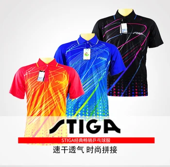2018 Stiga Masa tenisi giyim erkekler ve kadınlar için giyim kısa kollu t-shirt gömlek ping pong Forması Spor Formalar