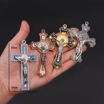 Yeni dini çapraz hıristiyan takı çapraz kolye aziz benedict çapraz desen kolye kolye kolye.