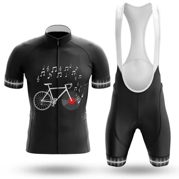 Yeni Müzik Bisiklet Bisiklet Jersey Seti Spor Takımı Bisiklet Erkek Giyim Hızlı Kuru Yaz Kollu Bisiklet Yol Binmek Gömlek Önlük Kısa Jel Pedi