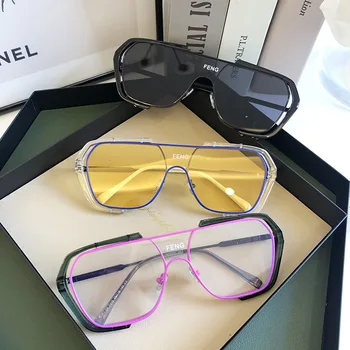batı entegre güneş gözlüğü kadın çerçeve kare baskılı güneş gözlüğü kişilik şeffaf anti-mavi gözlük çerçevesi sunglass