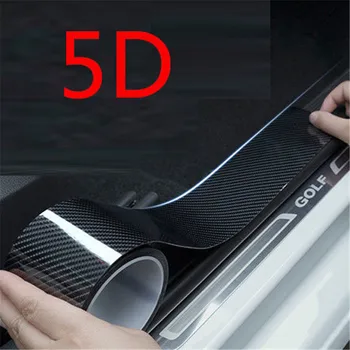 5D Karbon Fiber Oto Kapı Kenar Muhafızları Eşik Koruyucu Araba Sarma Filmi Vinil Wrap Film Araba Kapı Eşiği Koruma Filmi Anti-çarpışma
