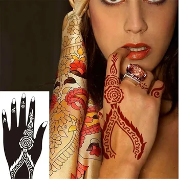Geçici Dövme Stencil Vücut Sanatı Erkekler Kadınlar Hint Kına Desen Güzellik Su Geçirmez Sahte Kol El Yeniden Dövme
