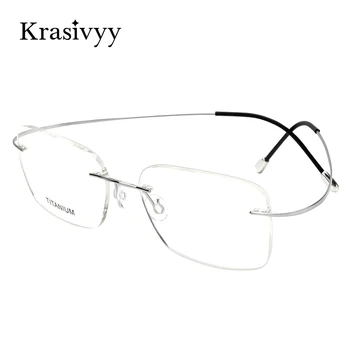 Krasivyy Saf Titanyum Çerçevesiz Gözlük Çerçevesi Erkekler Reçete Gözlük Almanya Kadınlar Miyopi Optik Çerçeve Vidasız Gözlük