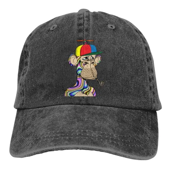 Ayarlanabilir Düz Renk beyzbol şapkası # 9728 Klasik Yıkanmış Pamuk Sıkılmış Maymun Yat Kulübü BAYC NFT Spor Kadın Şapka