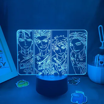 Anime Haikyuu MSBY Siyah Çakal voleybol Takımı 3D LED Neon gece ışıkları Serin arkadaş için hediye Yatak odası Dekorasyon Manga Lav Lambası
