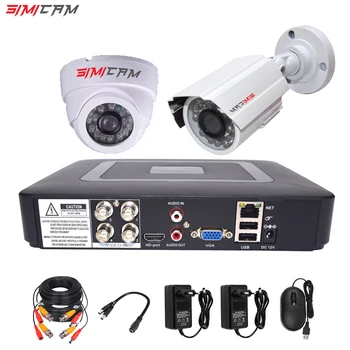 4CH DVR CCTV Güvenlik Kamera Sistemi AHD Kameralar Kiti 1200TVL 2 Adet Dome Bullet Kızılötesi 1080P 2MP 5in1 DVR Video gözetleme seti