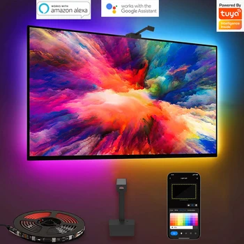 SVENUSHOME Tuya Akıllı TV arkaplan ışığı Kamera sync Ekran Denetleyicisi Desteği Alexa ve Google müzik video modu 55-65 inç TV