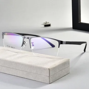 Yarım Jant Metal Çerçeve Gözlük Adam İş tarzı Ultra Hafif Büyük Çerçeve Optik Gözlük