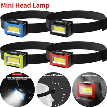 Mini Far COB LED Far El Feneri Akülü Açık Kamp Su Geçirmez Far 3 Aydınlatma Modları Torch Kafa Lambası
