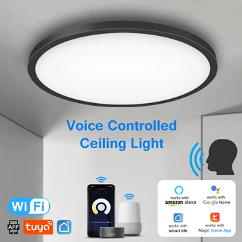 Akıllı WİFİ LED yuvarlak tavan ışıkları 3CCT kısılabilir TUYA APP takım Alexa Google ev ile yatak odası oturma odası led tavan lambaları