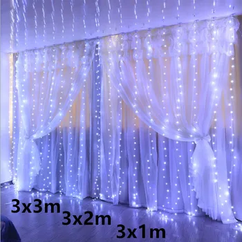 3M X 1m LED Perde Garland Peri ışıkları Festoon Uzaktan Kumanda ile Yeni Yıl Garland Noel Dekorasyon Parti düğün dekorasyon 2023