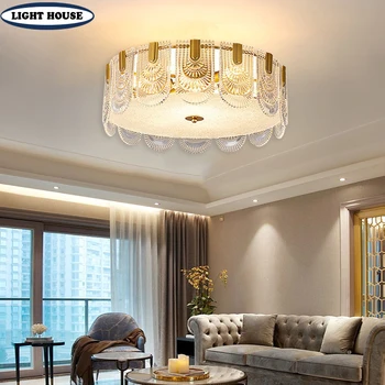 Modern ışık lüks kristal lamba yatak odası tavan lambası oturma odası kristal avize villa ev dekorasyon lamba iç mekan aydınlatması