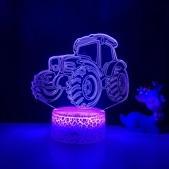 Serin Traktör 3D Optik Bebek led gece ışığı Dokunmatik Sensör Uzaktan Renk Değiştirme Gece Lambası Ev Dekor Başucu Masa Lambası Araba
