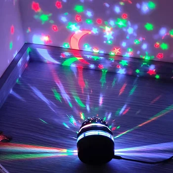 1 ADET Disko topu ışık DJ Noel Projektör Strobe parti ışığı Müzik Araba Ev Partisi Ayna LED USB Sihirli Dönen lazer lamba
