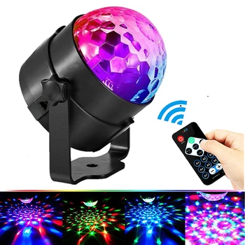 LED sahne ışıkları RGB ses aktif dönen disko DJ parti sihirli top Strobe Mini lazer projektör lambası ev KTV noel gösterisi