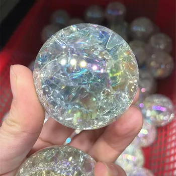 Gökkuşağı Melek Aura Kuvars Kristalleri Küre Taşlar Ve Mineraller cam küre Ev Dekorasyon Feng Shui El Sanatları
