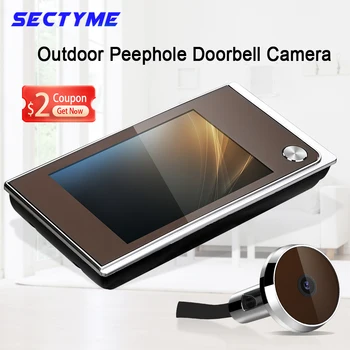 Sectyme 3.5 inç Peephole Video Kapı Zili Kamera 120 Derece Açı Peephole Görüntüleyici Akıllı Ev Açık Kedi Gözü Görsel Kapı Zili