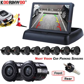 Koorinwoo Video Parktronik Sistemi Çift Çekirdekli CPU Arabalar Monitör Ayna Ters Araba Park Sensörleri 8 Ön Kamera Arka Kamera Panjur