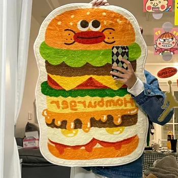 LAKEA Süper Sevimli Hamburger Şekilli Halı Kaymaz 100 % Kaşmir Peluş Karikatür Başucu Halı Ev Deco Anaokulu Çocuklar için odası