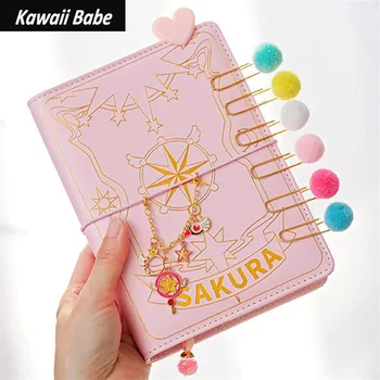 Anime Card Captor Sakura El Kitabı Gevşek Yapraklı Günlüğü Dizüstü Okul Sezonu Cosplay Girly Kalp El Kitabı Seti Aksesuarları