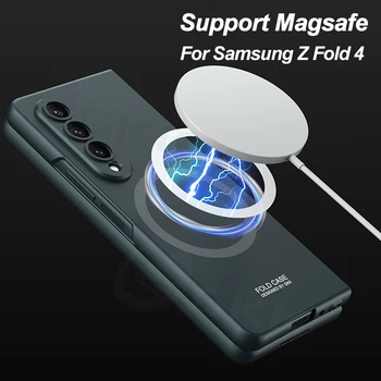 GKK Samsung Galaxy Z Kat 4 Ultra ince Magsafe Kablosuz Şarj Plastik Sert Kapak İçin Galaxy Z Fold4 Cam Durumda