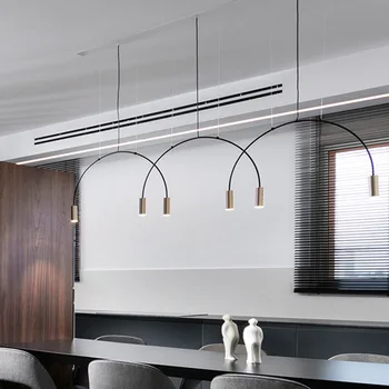 Modern Geometrik Demir Siyah LED Kolye ışıkları Fikstür Oturma Odası Yemek Odası armatür Hanglamp İskandinav Kapalı Kolye lamba