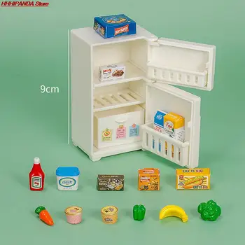 16 Adet / takım 1/12 Dollhouse Minyatür Mutfak Beyaz Ahşap Buzdolabı Buzdolabı Dondurucu Bebekler İçin Yatak Odası Oturma Odası Accs Çocuk Oyuncak