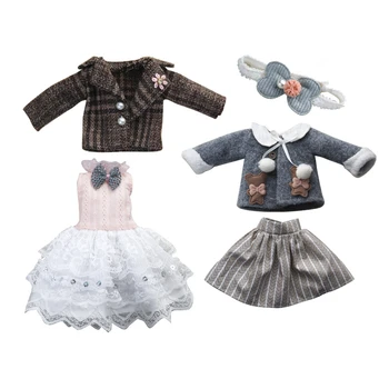 Yeni Bjd oyuncak bebek giysileri 1/6 Oyuncak Aksesuarları gündelik giyim Ekose Etek Moda Elbise Şapka Elbise Kız Prenses Elbise