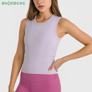 SHINBENE Ultralight Yan Pilili Kolsuz Yoga Spor Yelek Kadın Çıplak Hissediyorum Slim Fit Casual Koşu Gym Egzersiz Tank Tops