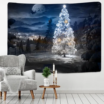 Kristal Noel Ağacı Goblen Noel Sanat Duvar Asılı Goblen Noel Deniz Feneri Kar Tanesi Ev Odası Dekorasyon Hediye