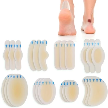 6 adet / paket Blister Pedleri Hidrokolloid Topuk Yastıkları Blister Jel yapışkan bandajlar için Parmaklar Toes Ön Ayak Topuk Çıkartmalar Korumak