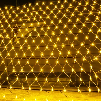 Thrisdar LED örgü ağ ışıklandırma 2*2M 3*2M 6 * 4M Noel Peri Net Garland ışık Ağaç Çalıları Çit Duvar Parti Dekor