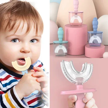 Bebek Diş Fırçası 360 Derece U Şekli Diş Fırçası Çocuk Diş Beyazlatma Yumuşak Silikon Çocuk Diş Fırçası tozluk