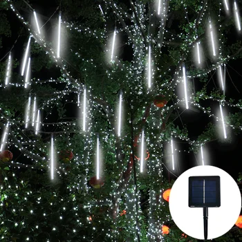 Güneş Meteor duş yağmur 8 tüpler LED dize ışıklar su geçirmez noel sokak ışık açık bahçe veranda ağacı dekor 30/50 cm yeni