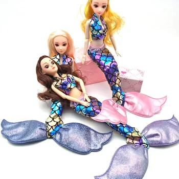 Saf Manuel Bebek Parti Elbise Etek Moda Kolsuz Elbise barbie bebek Hakiki Denizkızı Kuyruğu Elbise çocuk Oyuncakları